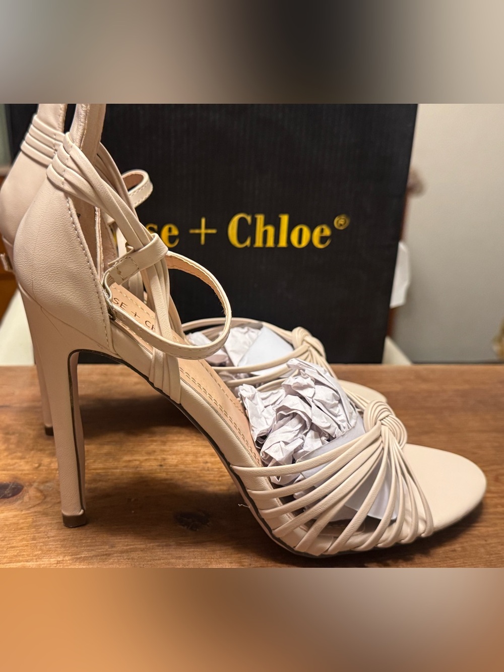 Chase + Chloe - Nude/Cream Strappy High Heel Sandals